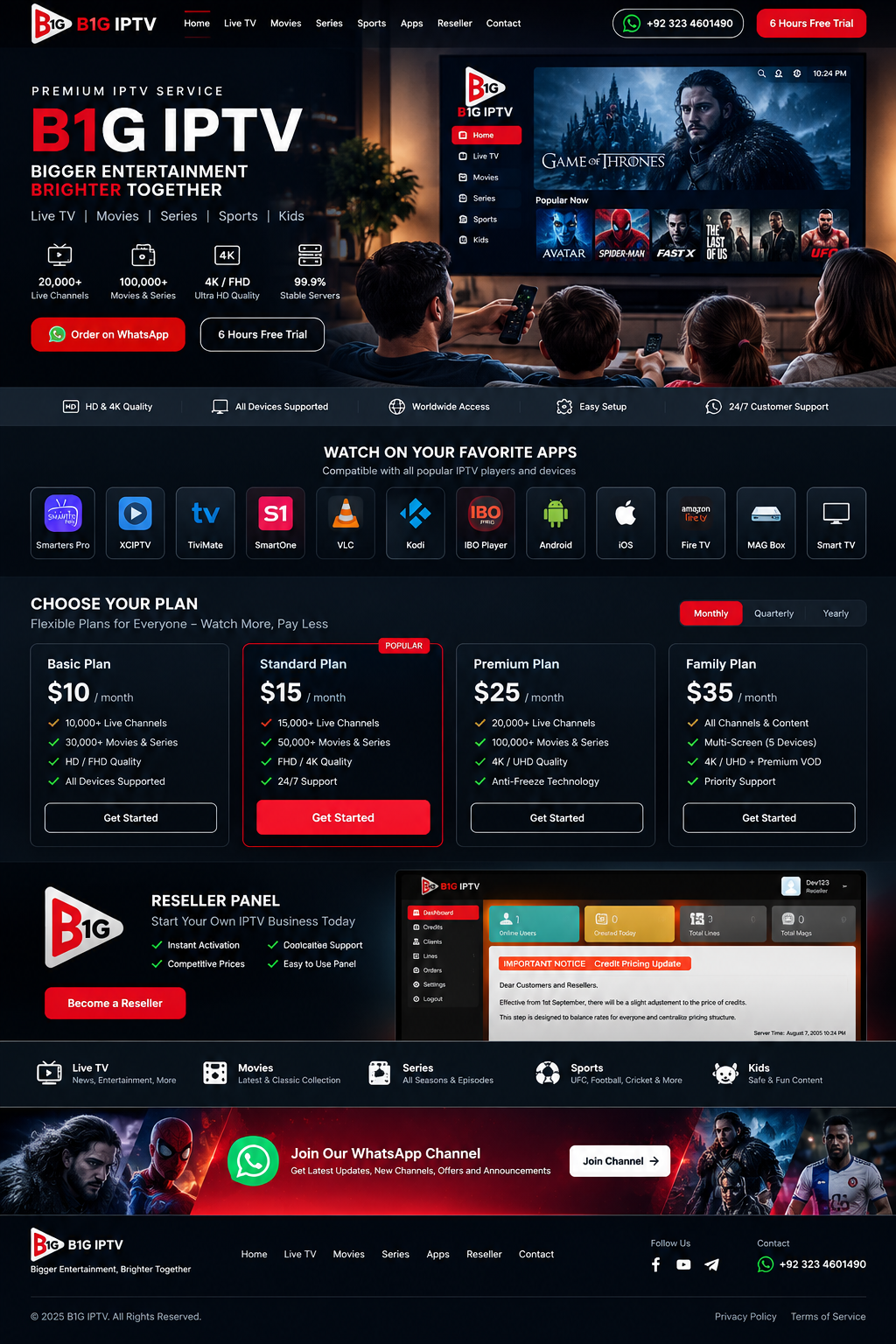 B1G IPTV streaming service preview