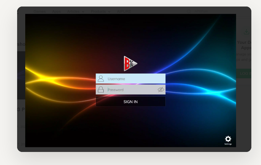 B1G player login screen preview